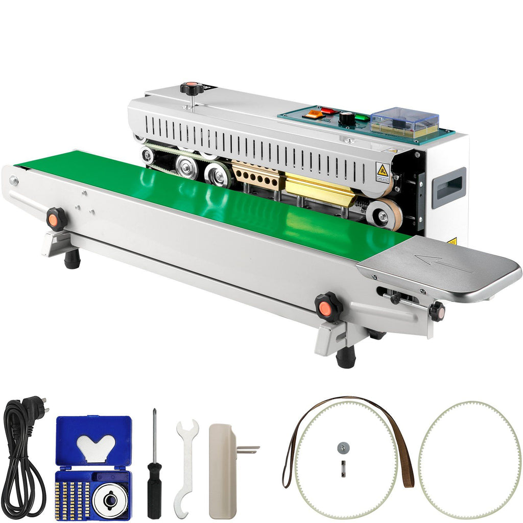 FR-900 Continuous Band Sealer, Automatic Horizontal Band Sealer 110V, Continuous Sealing Machine Temperature Control, Bag Sealer Machine for PVC Bags Films