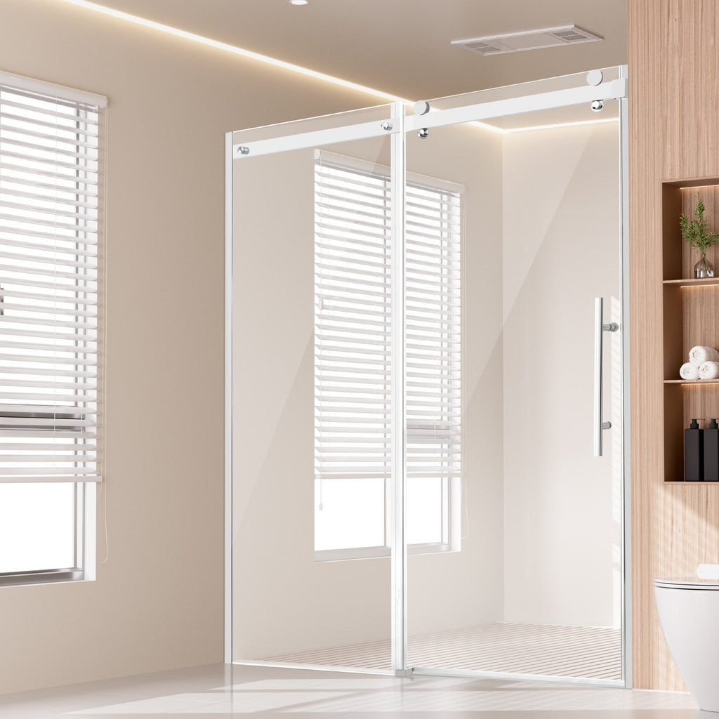 Frameless Shower Door 58-59" x 75" SGCC Tempered Glass 5/16" Chrome