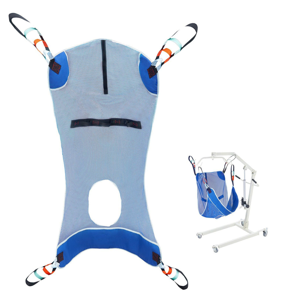 Full Body Patient Lift Sling with Commode Opening Medical Aid Sling L-Size,147 x 105cm, 600LBS