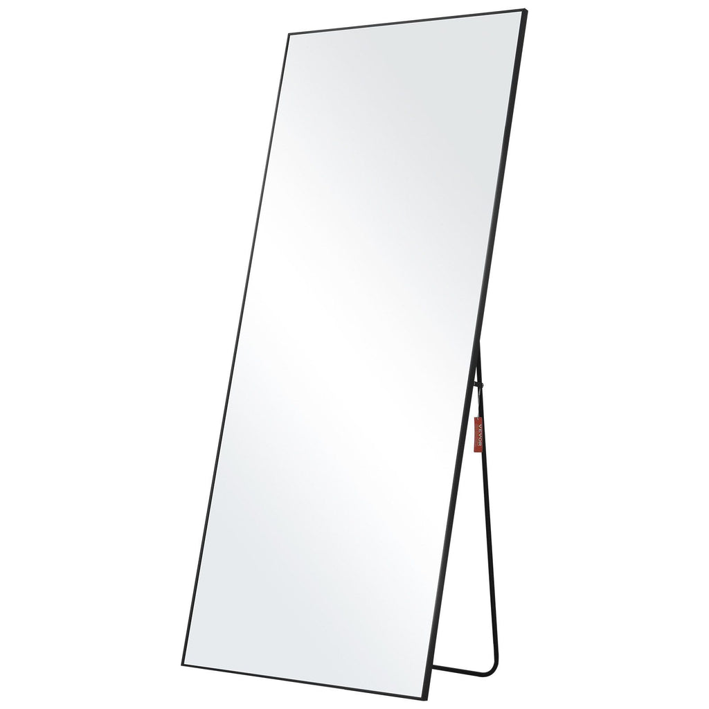 Full Length Mirror, 71'' x 31'', Extra Large Standing Hanging or Leaning Rectangle Floor Tempered Mirror with Stand Aluminum Alloy Frame, Full Body Dressing Mirror for Living Room Bedroom, Black