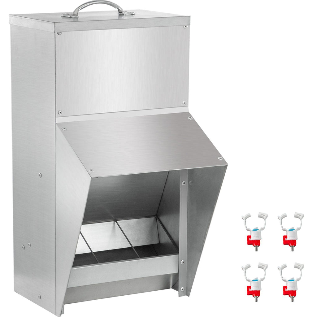 Galvanized Poultry Feeder Holds 25lbs of Feed Chicken Feeders No Waste 12.9x8.3x18.9in Hanging Chicken Feeder with Lid Weatherproof Outdoor Coop Food Dispenser for Duck