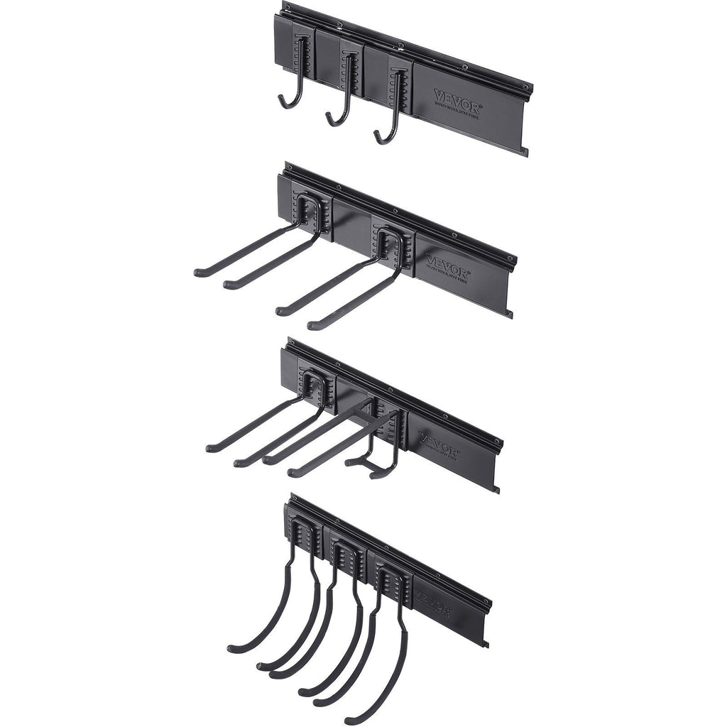 Garage Tool Organizer, 600 lbs Max Load Capacity, Wall Mount Yard Garden Storage Rack Organization Heavy Duty with 10 Adjustable Hooks and 4 Rails, for Garden Tools, Shovels, Trimmers, and Hoses