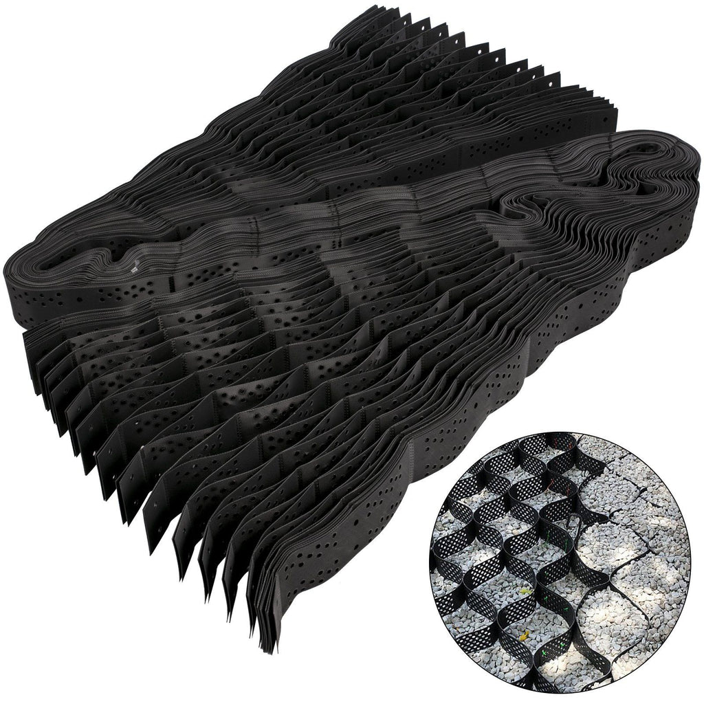 Geo Grid Ground Grid 9x17 ft, Geo Cell Grid 4 Inch Thick, Gravel Grid HDPE Material, Ground Stabilization Grid 1885 LBS Per Sq, Tensile Strength Gravel Ground Grid for Slope Driveways, Garden
