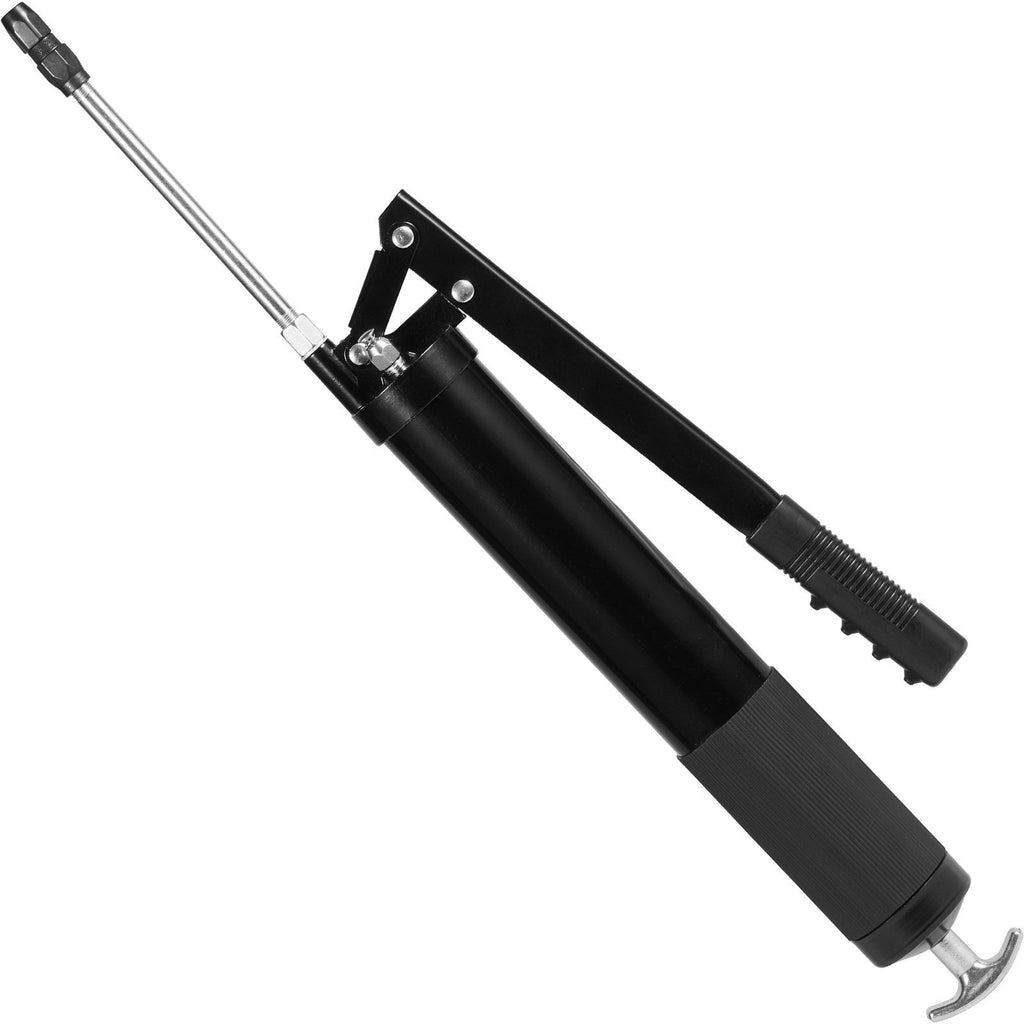 Grease Gun, 10000 PSI Max. Working Pressure, 20 OZ / 600 CC Capacity Heavy Duty Lever Action Grease Gun Kit, Includes 18.5 Inch Flexible Hose, 2 Black Flat Couplers, and 1 Straight Metal Pipes
