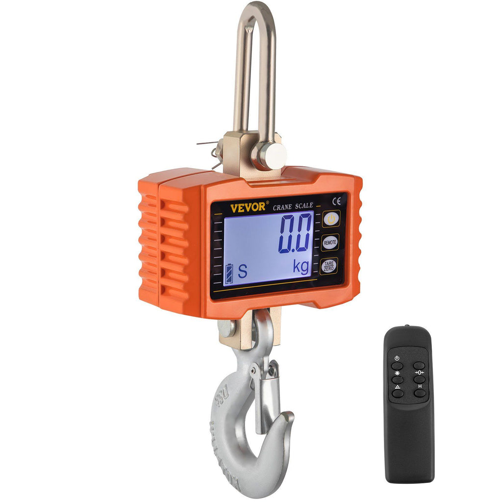 Hanging Scale 1000KG (2200LBS) Orange Digital Industrial Heavy Duty Crane Scale with Accurate Reloading Spring Sensor for Hunting Farm or Construction