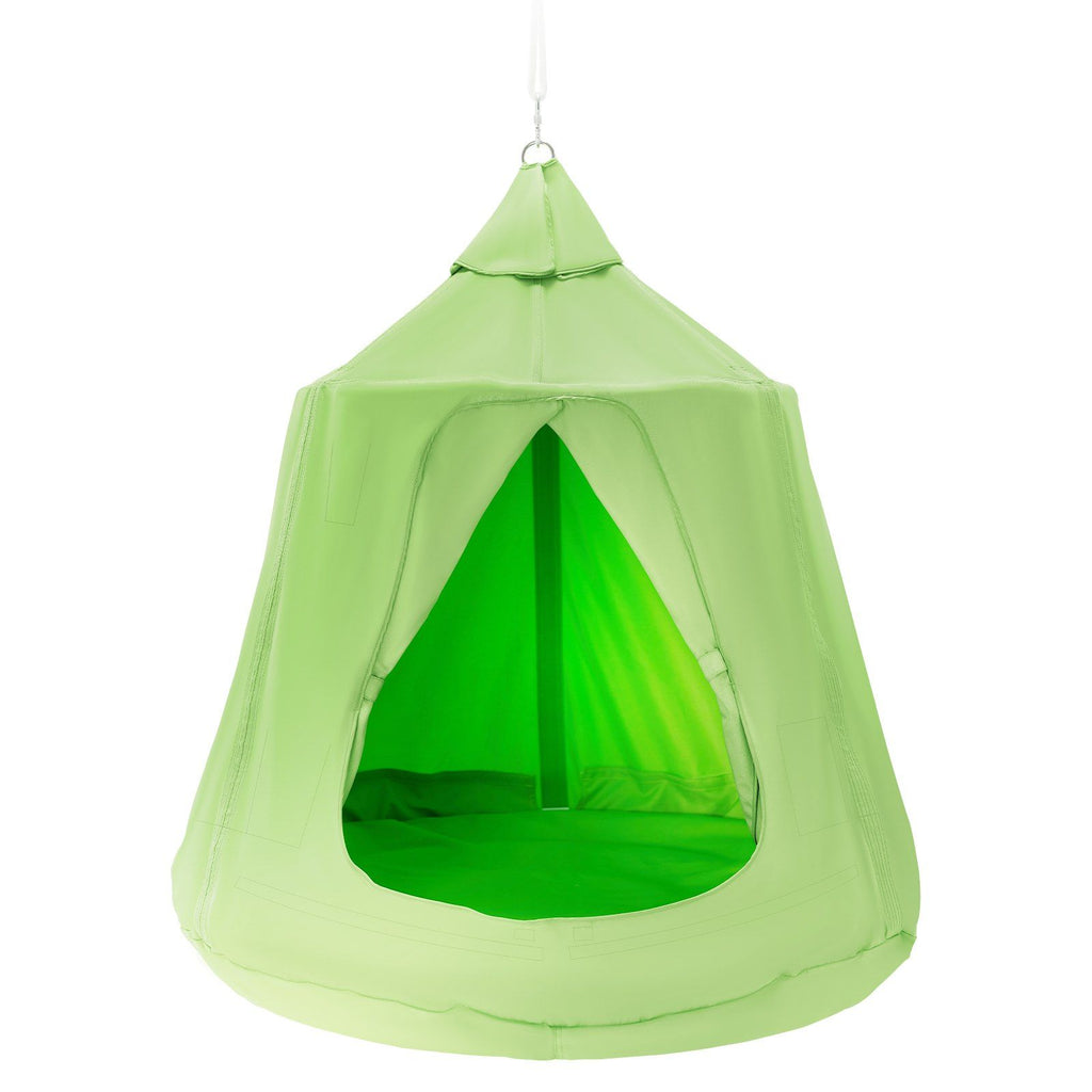 Hanging Tree Tent, 330 LBS Capacity Hanging Tent Swing for Indoor and Outdoor Hammock Sensory Swing Chair w/LED Lights String, Inflatable Base, Ceiling Swing Pod Play Tent for Kids & Adults