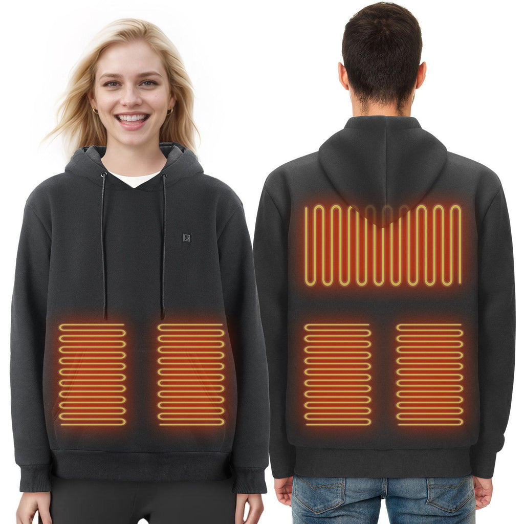 Heated Hoodie Sweatshirt Unisex with Battery for Men & Women L Size Black