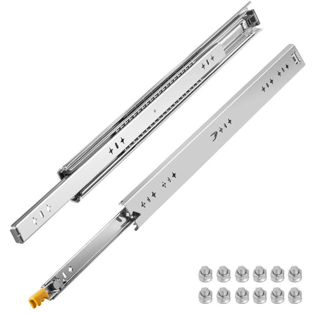 Heavy Duty Drawer Slides 2PCS Drawer Slides 28" Locking Drawer Slides 250LBS Capacity Heavy Duty Slides Three Section Full Extension Drawer Slide Cold-Rolled Steel Industrial Drawer Slides