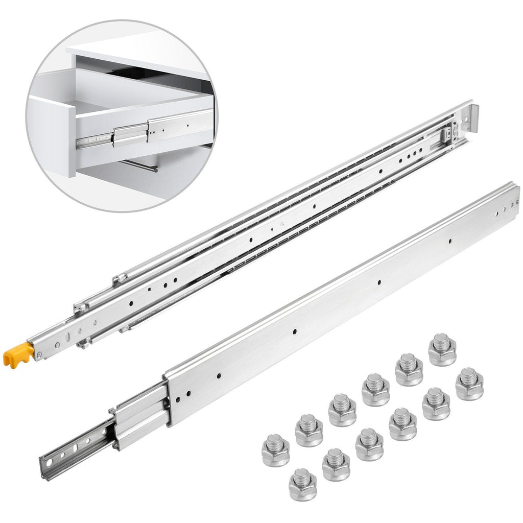 Heavy Duty Drawer Slides 30" Length, Locking Drawer Slides 500lbs Load Capacity Long Full Extension Drawer Slide 1 Pair Side Mount Ball Bearing Drawer Glides Push to Open Drawer Runners Rail