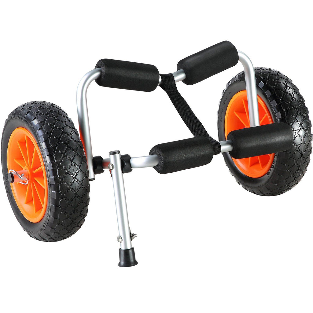 Heavy Duty Kayak Cart, 250lbs Load Capacity, Foldable Canoe Trolley Cart with 10'' Solid Tires, Nonslip Support Foot & Tie-Down Strap, for Kayaks Canoes Paddleboards Float Mats Jon Boats
