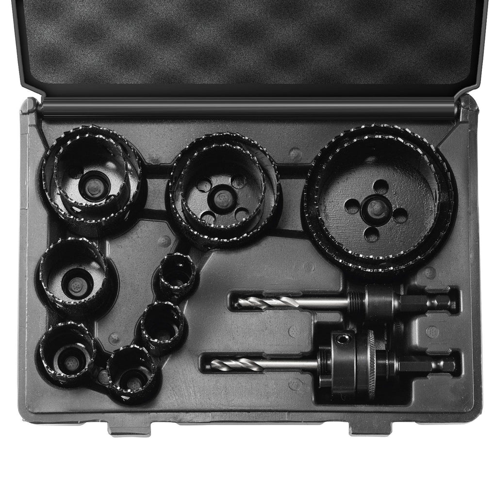 Hole Saw Kit, 11 PCS Saw Blades, 2 Drill Bits, 1 Hex Wrench, General Purpose Size from 3/4" to 3", Bi Metal M42 Hole Saw Set with Carrying Case, Ideal for Wood Board, Plastic and Iron Plate