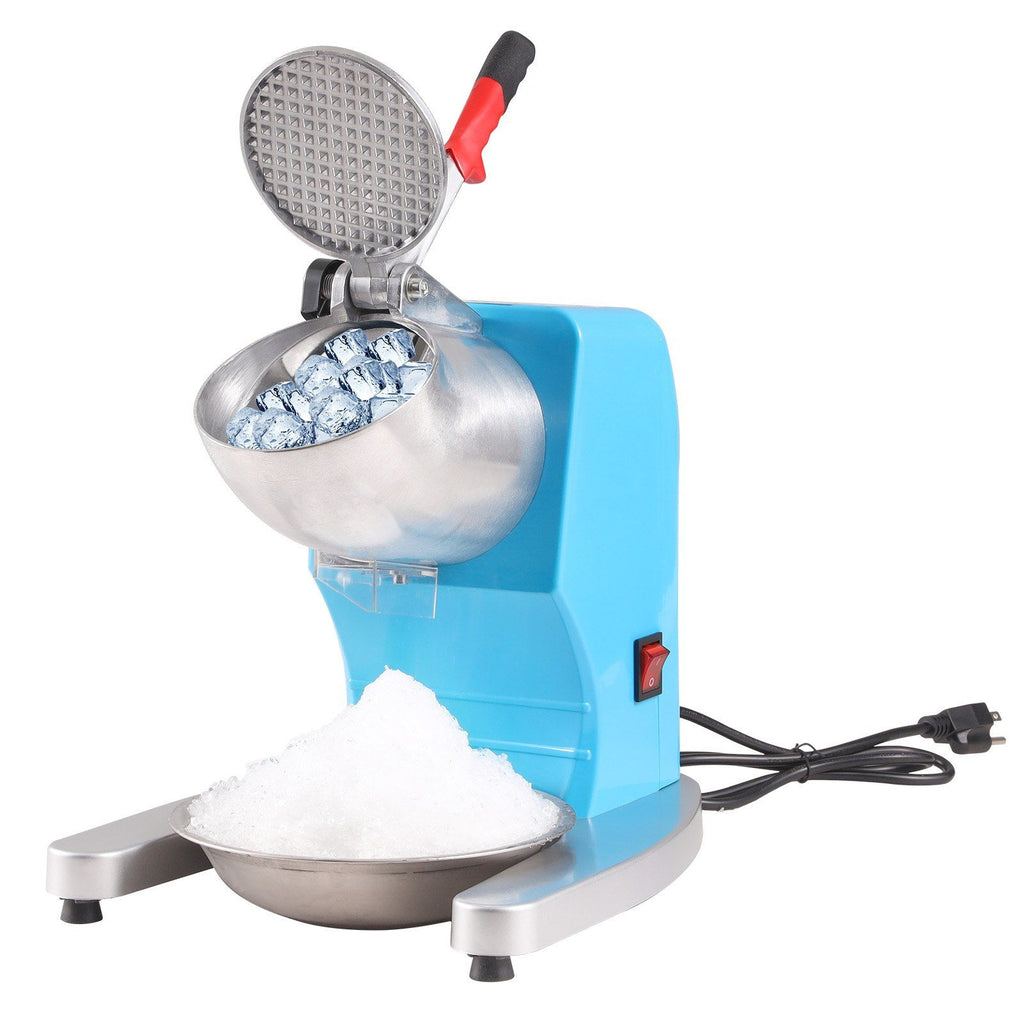 Ice Crushers Machine, 220lbs Per Hour Electric Snow Cone Maker with 4 Blades, Stainless Steel Shaved Ice Machine with Cover and Bowl, 300W Ice Shaver Machine for Home and Commercial Use, Blue
