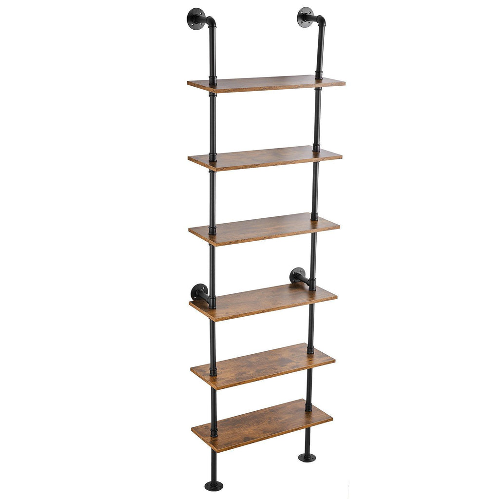 Industrial Pipe Shelf 6 Tier 24x9.84in Wall-Mount for Kitchen Bedroom