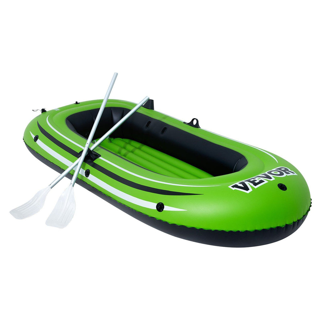 Inflatable Boat, 2-Person Inflatable Fishing Boat, Strong PVC Portable Boat Raft Kayak, Includes 45.6 in Aluminum Oars, High-Output Pump and Fishing Rod Holders, 500 lb Capacity for Adults, Kids