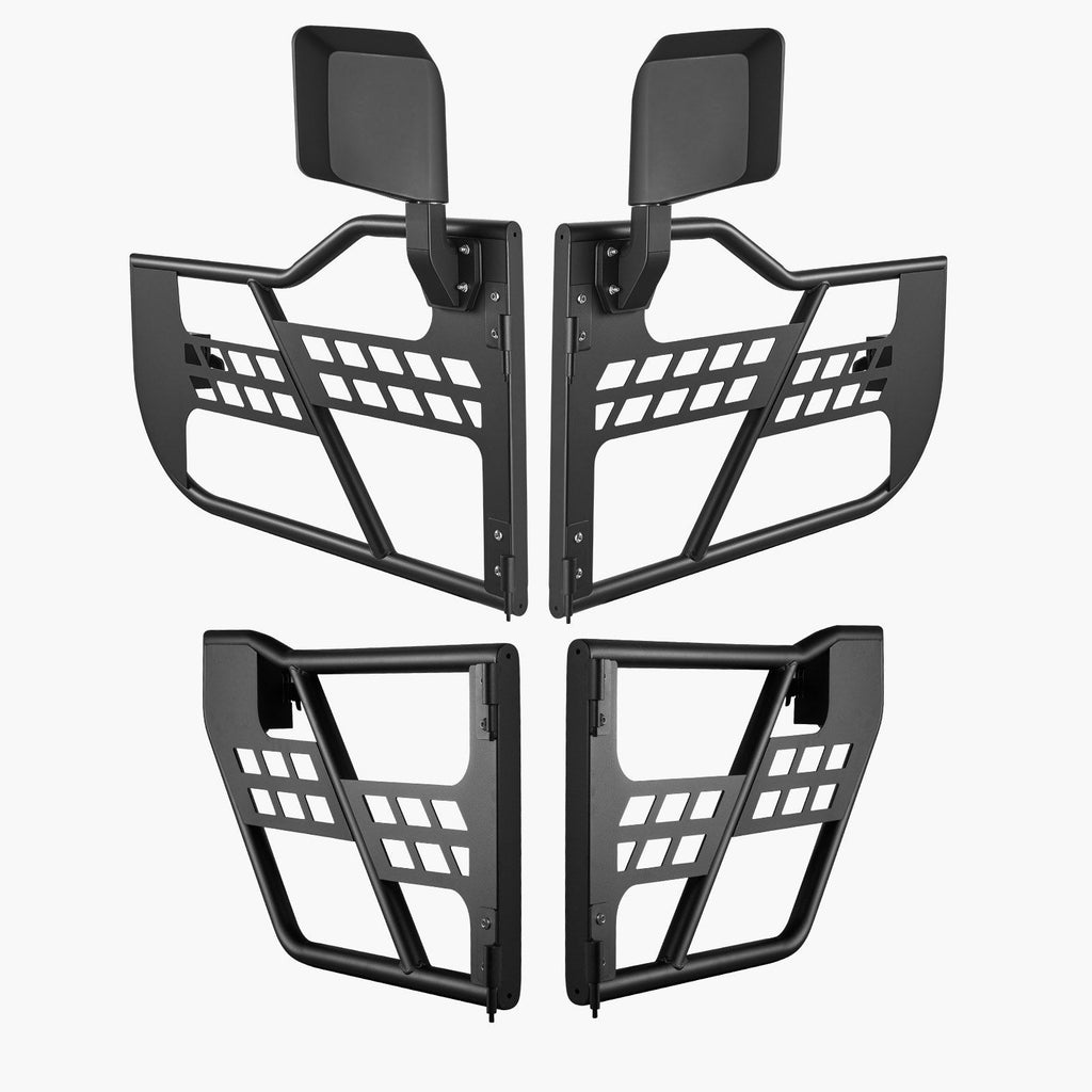 Jeep Tube Doors, 4-Door, Hunting Style Jeep Tubular Door with DOT Certified Rear View Mirrors, Jeep Doors with Rubber Pads & Toughened Steel Tube, Fit for 2007-2018 Jeep Wrangler JK