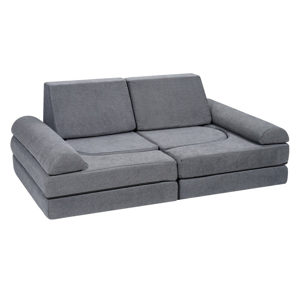 Kids Couch, 10Pcs Modular Kids Play Couch, Toddler Couch Sofa Bed, Kids Chair Seat Playroom Furniture, Kids Sofa with Removable Cover for Kids Girls & Boys, Grey