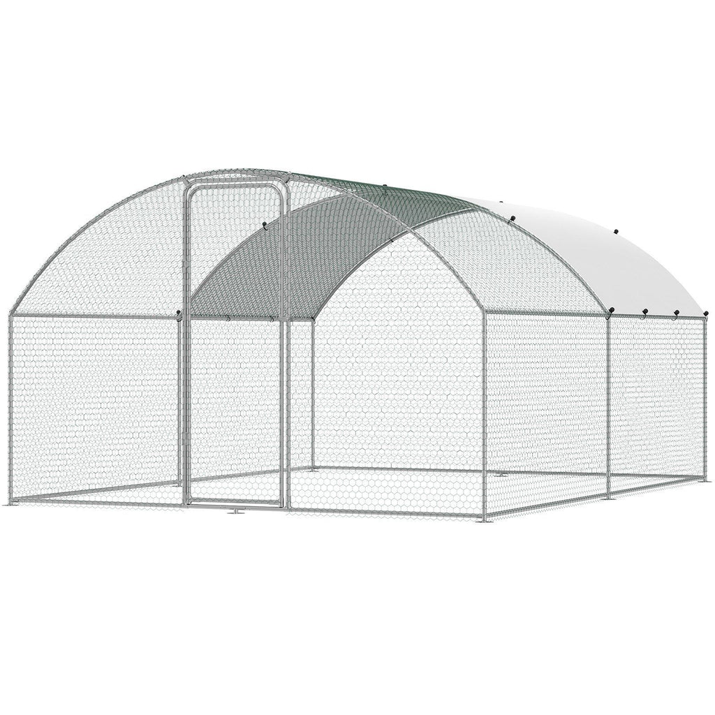 Large Metal Chicken Coop, 9.8x12.9x6.5 ft Walk in Chicken Run for Yard with Waterproof Cover, Doom Roof Hen House with Security Lock for Outdoor and Backyard, Farm, Duck Rabbit Cage Poultry Pen