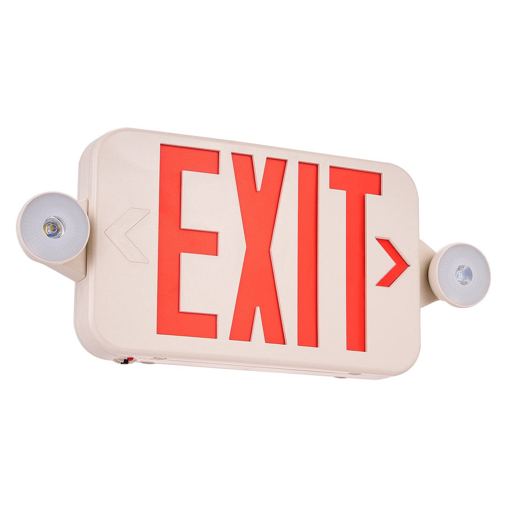 LED Exit Sign with Emergency Lights, Two LED Adjustable Heads Emergency Exit Light with Battery Backup, Combo Red Letter Fire Exit Lighting, Commercial Exit Signs, Tested to UL Standards, 4 Pack