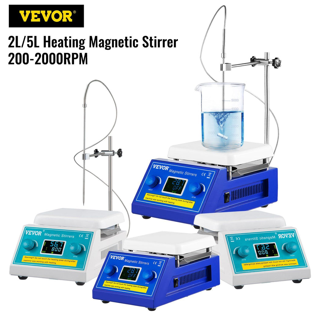 Magnetic Stirrer Hot Plate, 2000ml Stirring Capacity Max 572°F Heating Hotplate Magnetic Stirrer 200-2000 RPM Magnetic Stirrer Magnetic Mixer with Support Stand Stirring Bar for Lab College
