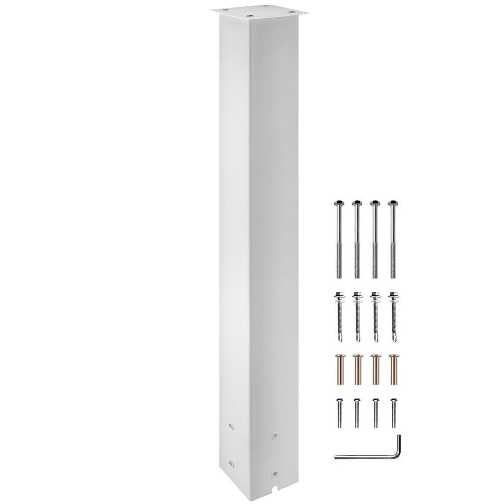 Mailbox Post, 43" High Mailbox Stand, White Powder-Coated Mail Box Post Kit, Q235 Steel Post Stand Surface Mount Post for Sidewalk and Street Curbside, Universal Mail Post for Outdoor Mailbox