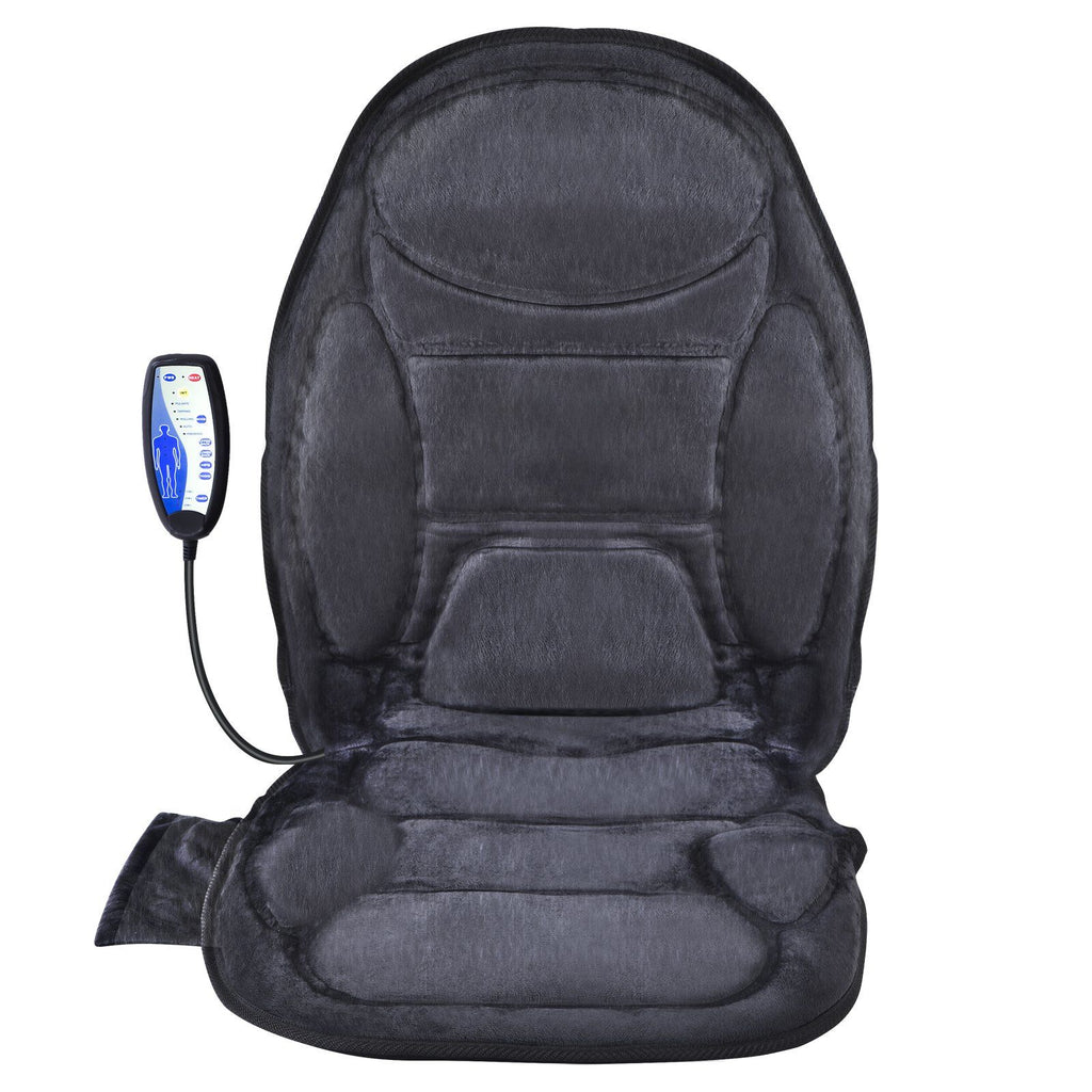 Massage Seat Cushion with Heat, 6 Vibration Motors Seat Massage Pad, Vibrating Massage Chair Mat with 5 Mode & 4 Intensities, 2 Heating Pads for Home Office, Fatigue Stress Relief for Back, Hips