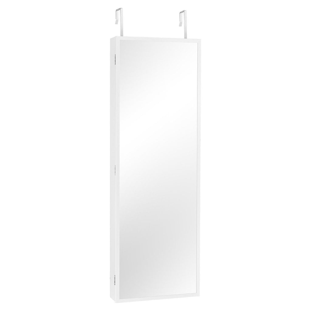 Mirror Jewelry Cabinet 42.52in Lockable Wall or Door Mounted Armoire White