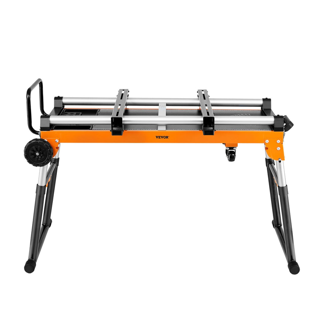 Miter Saw Stand, 42in Collapsible Rolling Miter Saw Stand with Onboard Outlets, 5-in-1 Detachable Miter Saw Stand, Height Adjustable, 330lbs Load Capacity for Scaffold/Dolly/Creeper/Platform