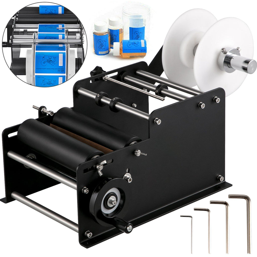 MT-30 Round Bottle Labeling Machine, Manual Label Applicator, 20-40 pcs/min, Bottle Label Applicator Machine 26-130 mm Label Width, Beer Bottle Labeler for Round Bottles