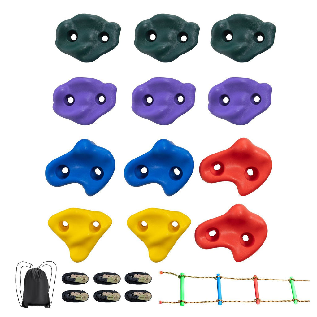 Ninja Tree Climbing Kit 12 Climbing Holds 6 Ratchet Straps Climbing Ladder