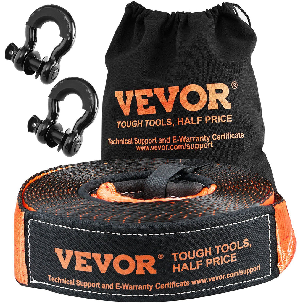 Off-Road Recovery Kit, 3" x 30', Heavy Duty Winch Recovery Kit with 30,000 lbs Capacity Polyester Tow Strap, 44,092 lbs D-Ring Shackles, Storage Bag, for ATVs, Jeeps, Off-Road Vehicles, Trucks