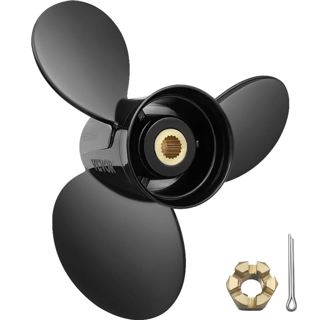 Outboard Propeller, Replace for OEM 3817470, 3 Blades 14\" x 23\" Pitch Aluminium Boat Propeller, Compatible with Volvo Penta SX Drive All Models, with 19 Tooth Splines, RH