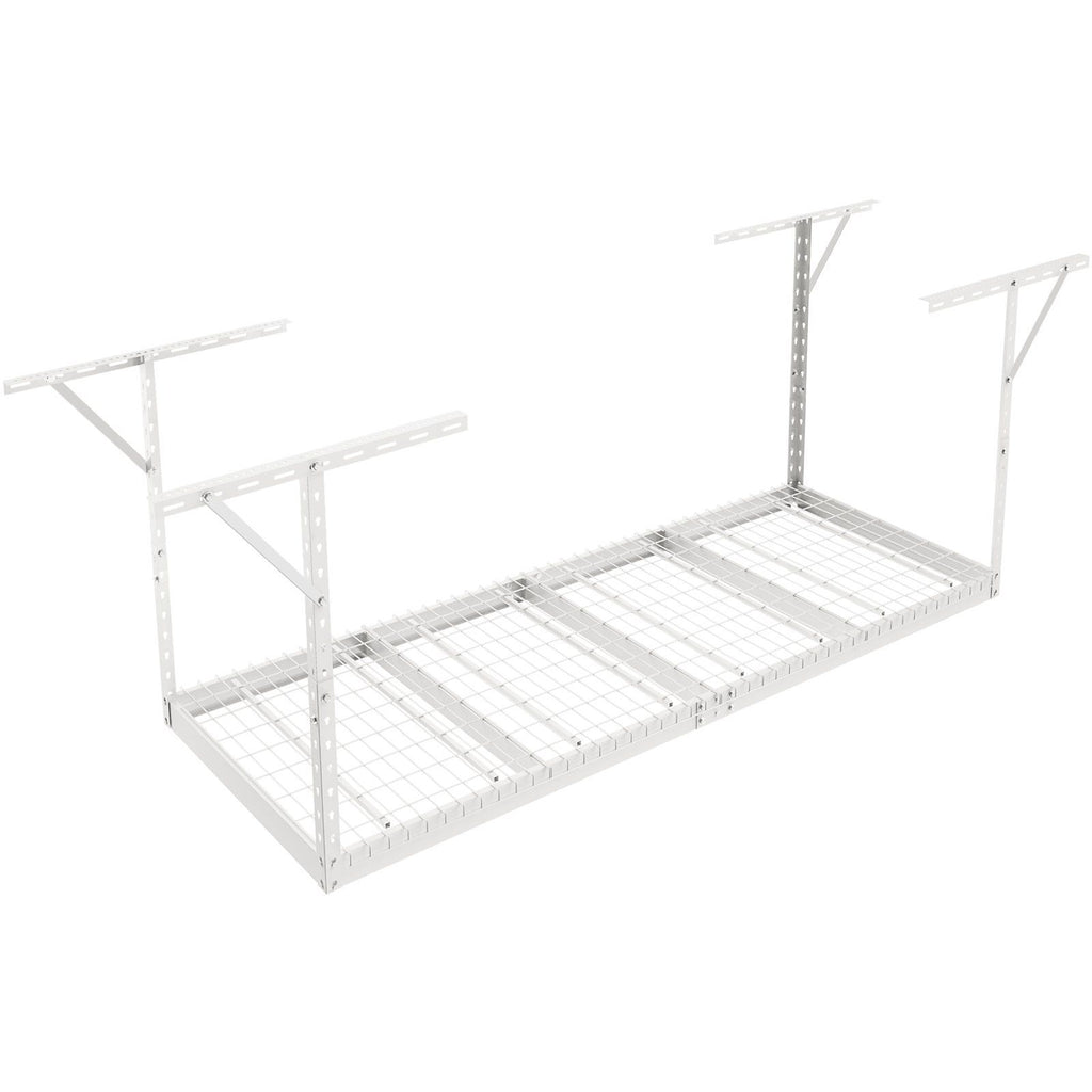 Overhead Garage Storage Rack, 3x8 Garage Ceiling Storage Racks, Heavy Duty Adjustable Cold Rolled Steel Racks for Garage Storage, Organization, 600 lbs Load Capacity, 22''-40" (White)