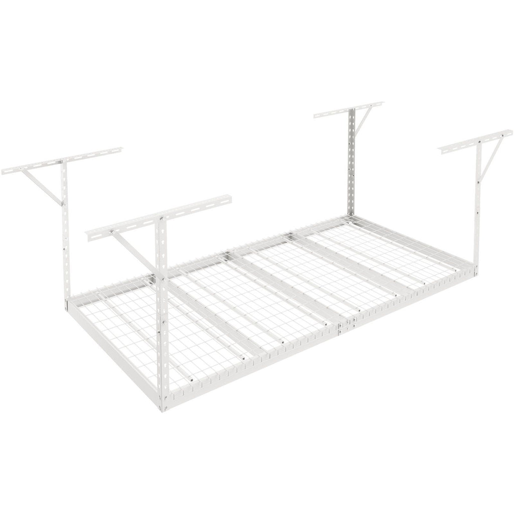 Overhead Garage Storage Rack, 4x8 Garage Ceiling Storage Racks, Heavy Duty Adjustable Cold Rolled Steel Racks for Garage Storage, Organization, 600 lbs Load Capacity, 22''-40" (White)