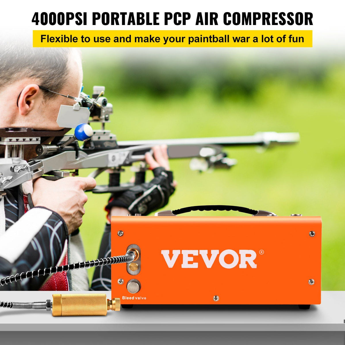 VEVOR PCP Air Compressor, 4000PSI Portable PCP Compressor, 24V DC 110V ...