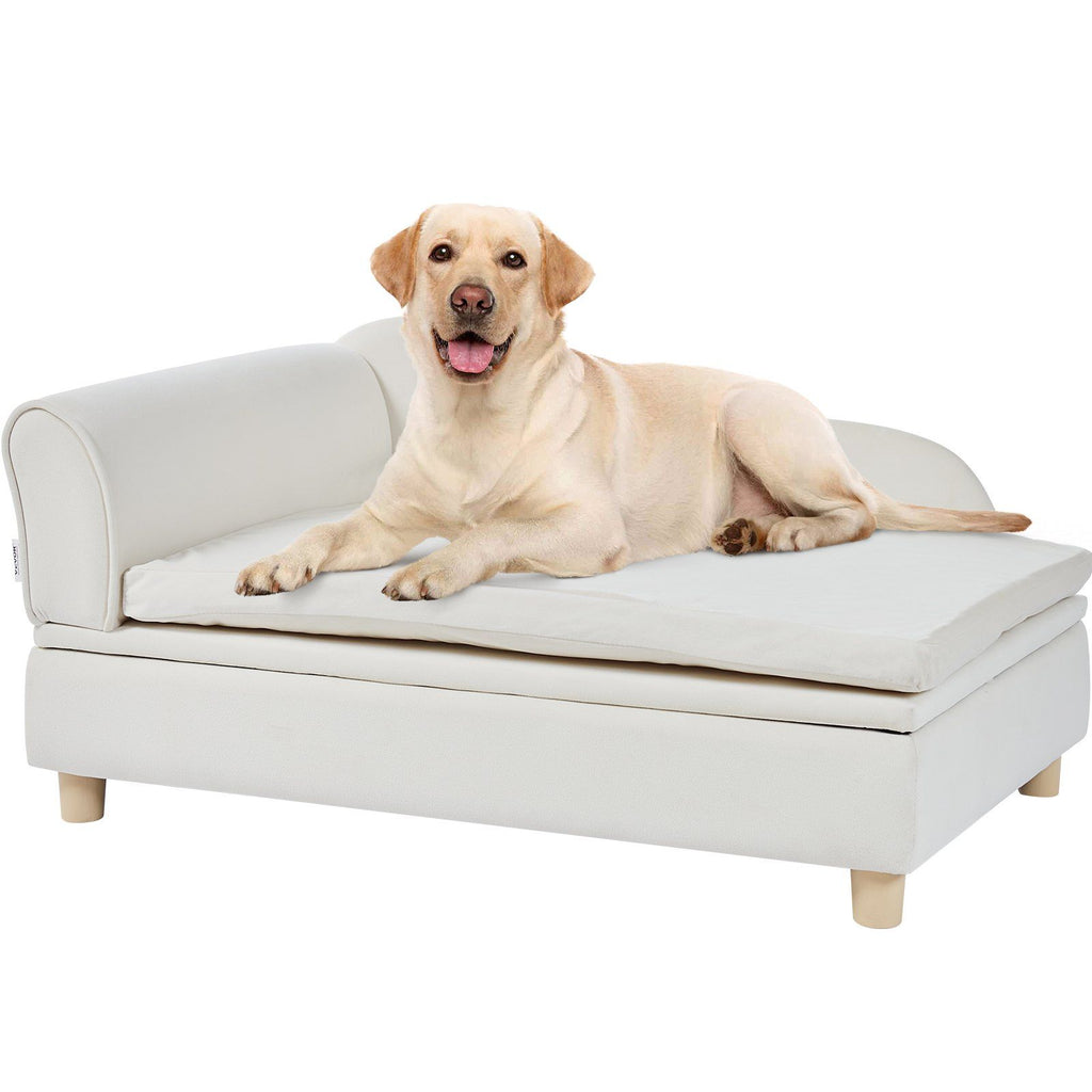 Pet Sofa, Dog Couch for Large-Sized Dogs and Cats, Soft Velvety Dog Sofa Bed, 110 lbs Loading Cat Sofa, White