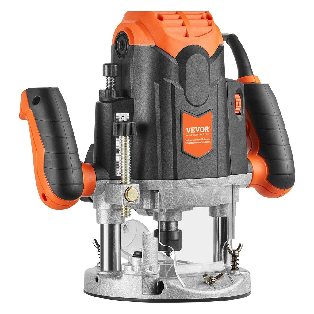Plunge Router, 3-1/4 HP, 120V, 12000-23000 RPM Variable Speed, Electronic Plunge Base Router, Plunge Woodworking Router Kit with Carry Case, Parallel Guide, Straight Guide, 1/4" Collet Cone Set