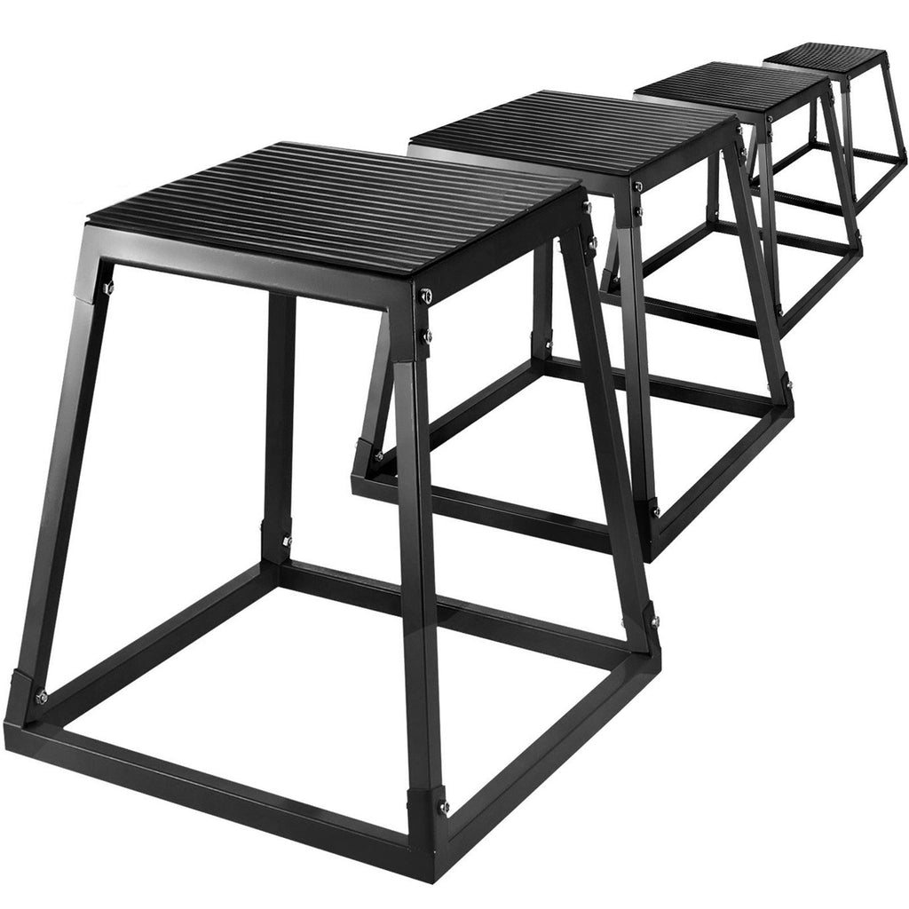 Plyometric Platforms 4 PCS Set (12", 18", 24", 30"), Plyometric Jump Box Plyometric Training Jump Squat Box Fitness Box Set for Jump Exercise Fit Training Black