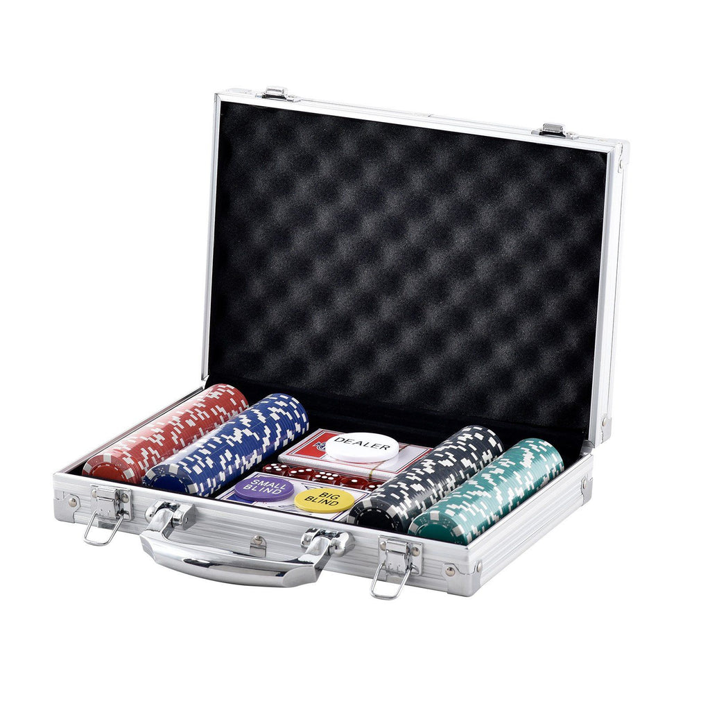 Poker Chip Set, 200-Piece Poker Set, Complete Poker Playing Game Set with Aluminum Carrying Case, 11.5 Gram Casino Chips, Cards, Buttons and Dices, for Texas Hold'em, Blackjack, Gambling