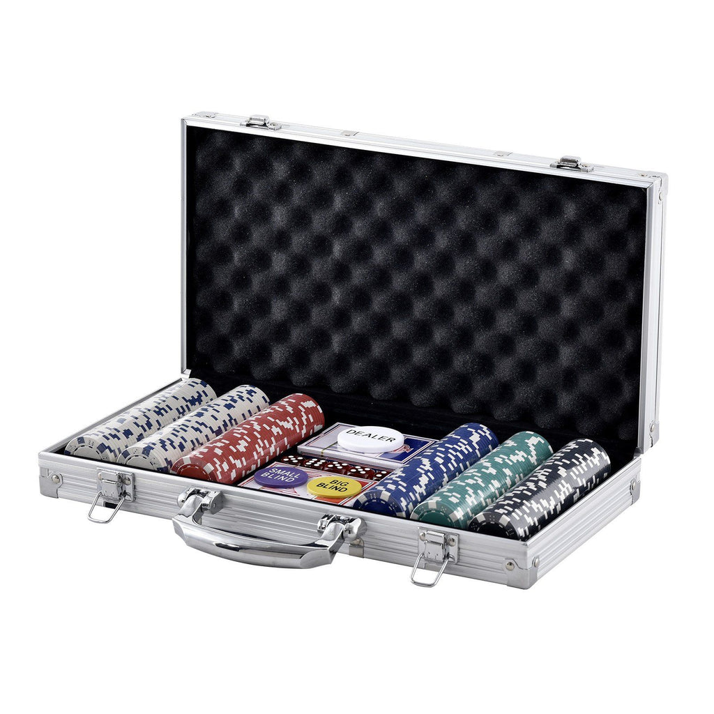 Poker Chip Set, 300-Piece Poker Set, Complete Poker Playing Game Set with Aluminum Carrying Case, 11.5 Gram Casino Chips, Cards, Buttons and Dices, for Texas Hold'em, Blackjack, Gambling