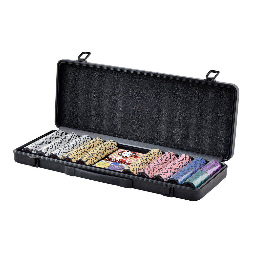 Poker Chip Set, 500-Piece Poker Set, Complete Poker Playing Game Set with Carrying Case, Heavyweight 14 Gram Casino Clay Chips, Cards, Buttons and Dices, for Texas Hold'em, Blackjack, Gambling