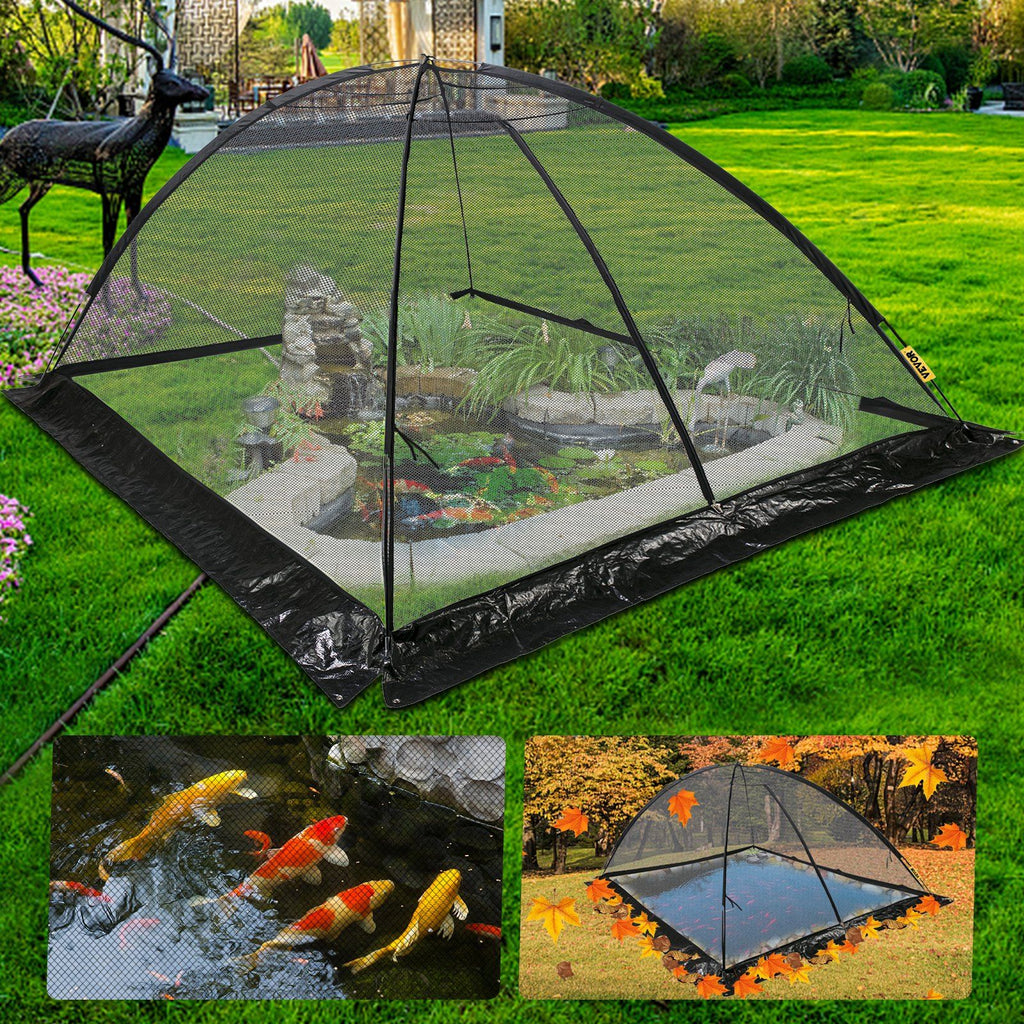 Pond Cover Dome, 13x17 FT Garden Pond Net, 1/2 inch Mesh Dome Pond Net Covers with Zipper and Wind Rope, Black Nylon Pond Netting for Pond Pool and Garden