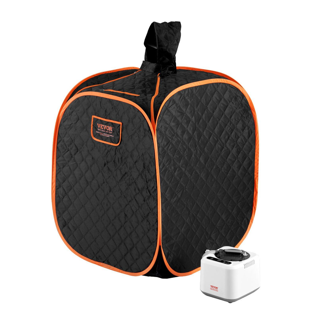 Portable Personal Steam Sauna Spa Tent with 2L 1000 Watt Steam Generator, Includes Foldable Chair, Home Therapeutic Sauna Blanket for Detox Relaxation, Time & Temperature Remote Control, Black