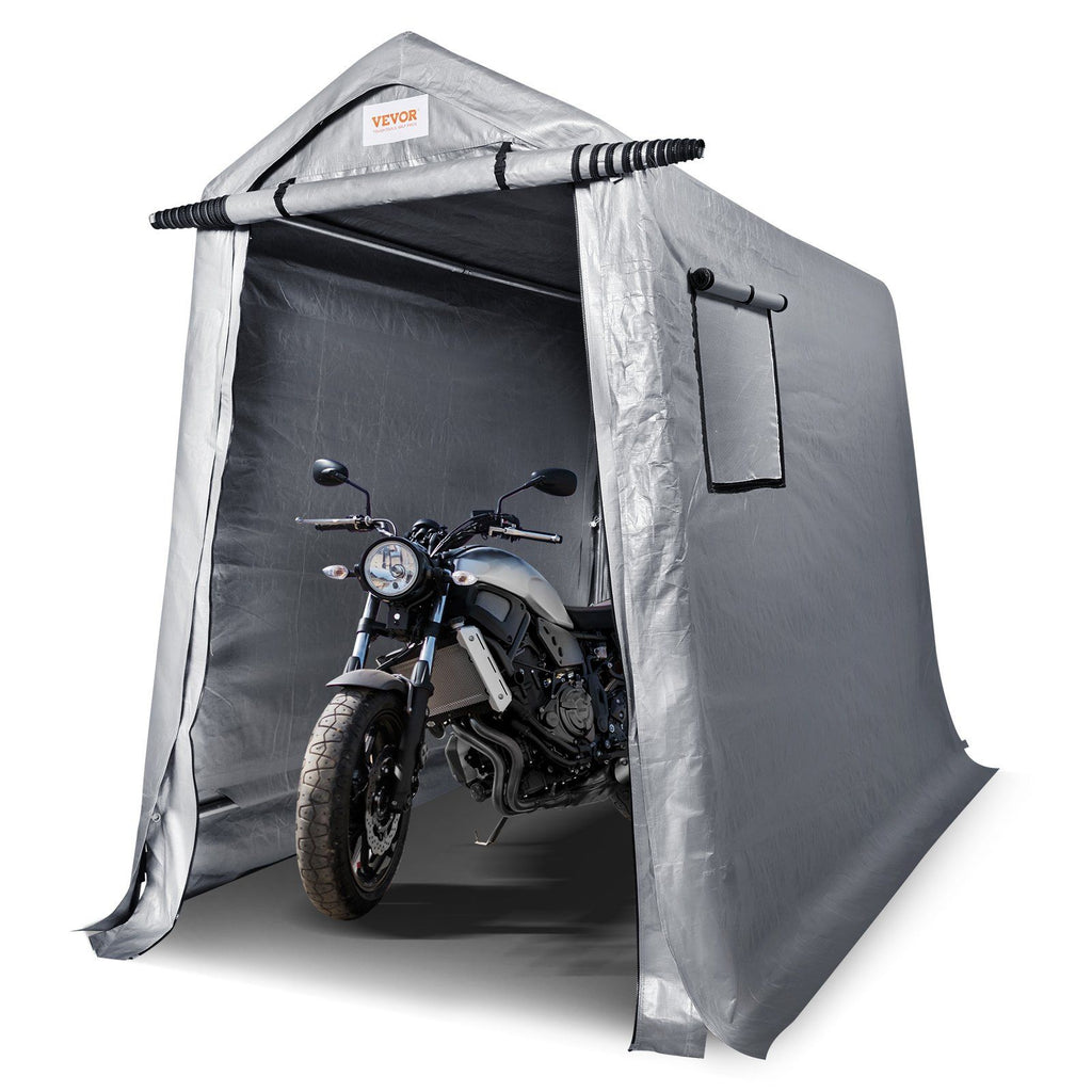 Portable Shed Outdoor Storage Shelter, 6 x 8 x 7 ft Heavy Duty All-Season Instant Storage Tent Tarp Sheds with Roll-up Zipper Door and Ventilated Windows For Motorcycle, Bike, Garden Tools