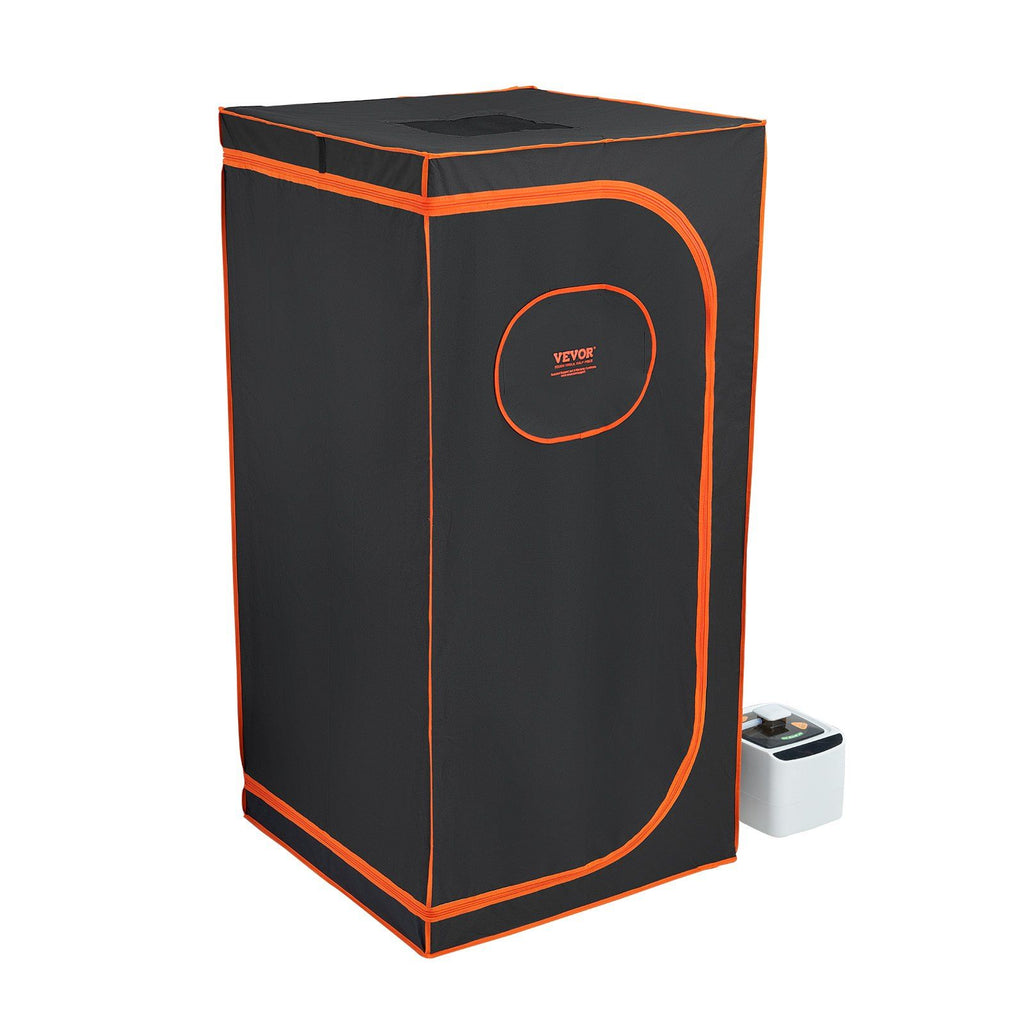 Portable Steam Sauna Tent Full Size, 1600W Personal Sauna Blanket Kit for Home Spa, Detoxify & Soothing Heated Body Therapy, Time & Temperature Remote Control With Chair & Floor Mat, Black