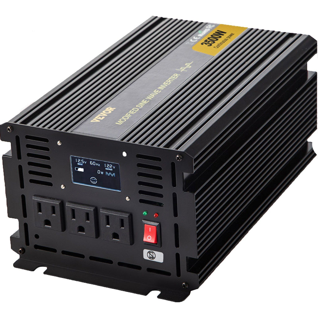 Power Inverter, 3500W Modified Sine Wave Inverter, DC 12V to AC 120V Car Converter, with LCD Display, Remote Controller, LED Indicator, AC Outlets Inverter for Truck RV Car Boat Travel Camping