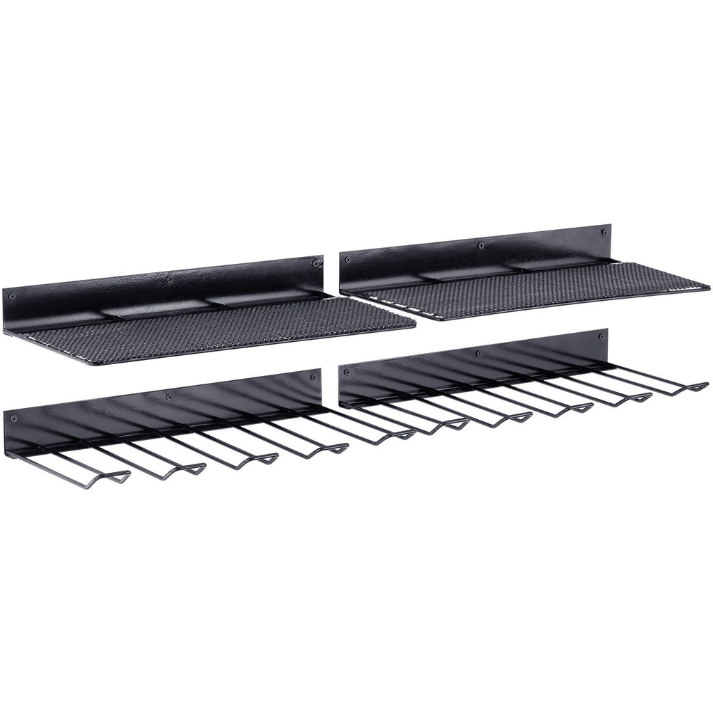 Power Tool Organizer, 4 Slot, 2 Layers, 2 Pack Cordless Drill Holder Wall Mount, Battery Charging Station Storage Rack, Multi-Function Garage Organization, Heavy Duty Metal Shelf for Screwdriver
