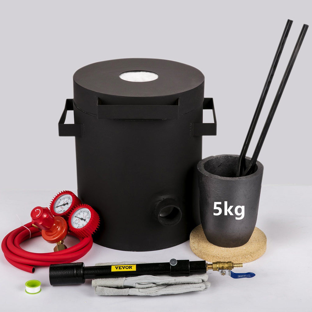 Propane Melting Furnace 6KG, 2462°F Metal Foundry Furnace Kit - Graphite Crucible and Tongs, Casting Melting Smelting Refining Precious Metals Like Gold Silver Aluminum Copper Brass Bronze