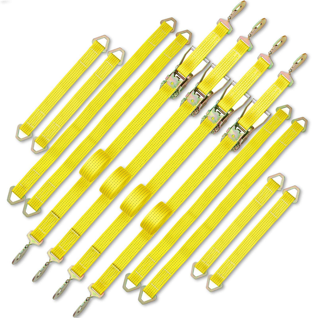 Ratchet Tie Down Straps, 2'' x 15.6' Heavy Duty Ratchet Straps with Snap Hooks, 4000 lbs Working Load, 4 Pack Tie Down Set Includes 8 Axle Straps for Moving Motorcycle, Cargo & Daily Use