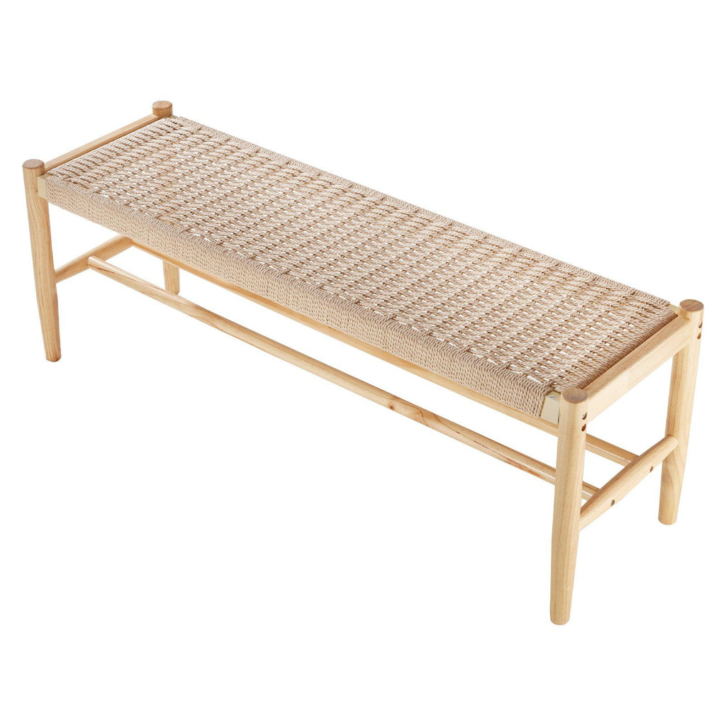 Rattan Bench, 47.6" Wooden Rattan Bench with Shoe Storage, Entryway Bench with Oak Wood Legs, Solid Wood Boho Bench with Hand Woven Rattan, for Entryway, Bedroom, Living Room, Kitchen