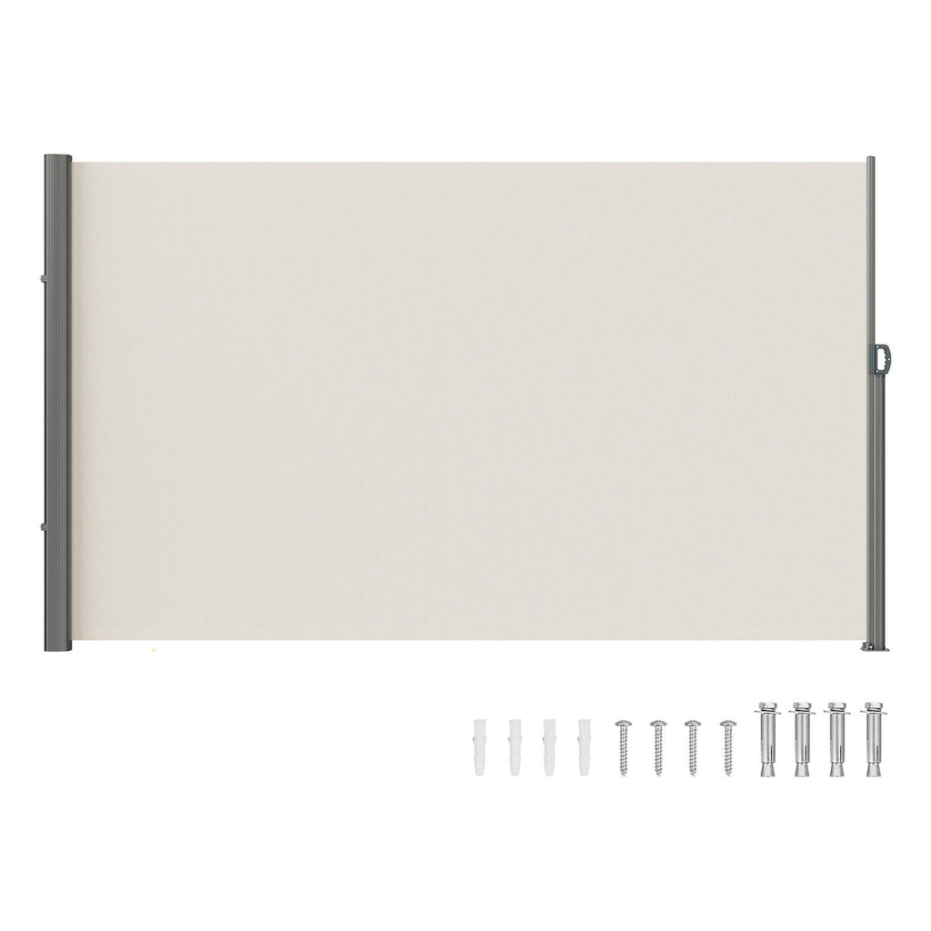 Retractable Side Awning, 71''x 118'' Outdoor Privacy Screen, 180g Polyester Water-proof Retractable Patio Screen, UV 30+ Room Divider Wind Screen for Patio, Backyard, Balcony, Beige